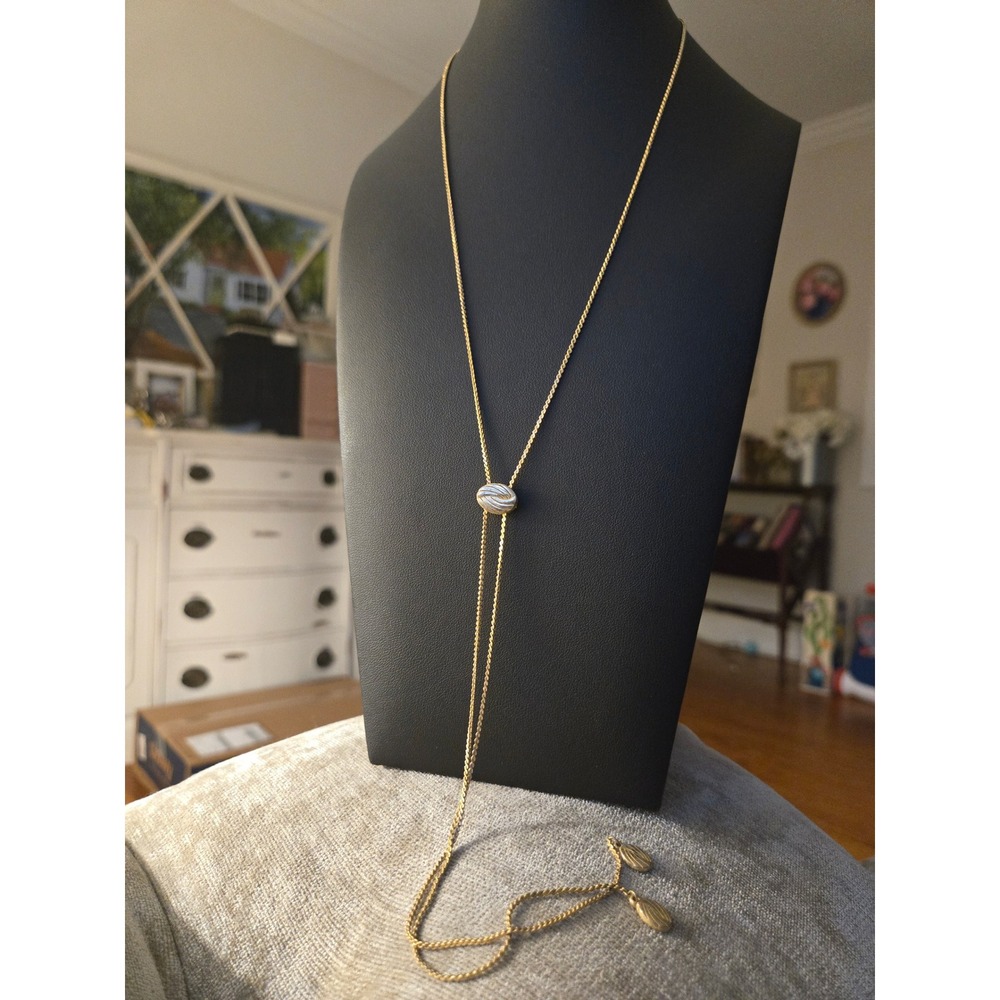Goldtone Lariat Slider Necklace Vintage
